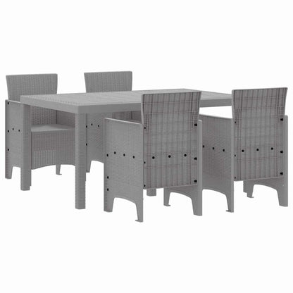 Garten Essgruppe 5 stk. Hellgrau Polt Rattan