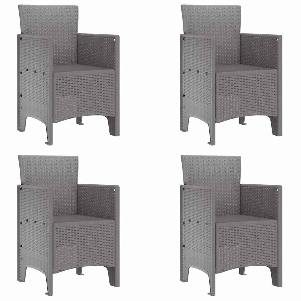 Garten Essgruppe 5 stk. Hellgrau Polt Rattan