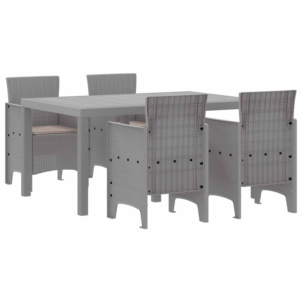 Garten Essgruppe 5 stk. Hellgrau Polt Rattan