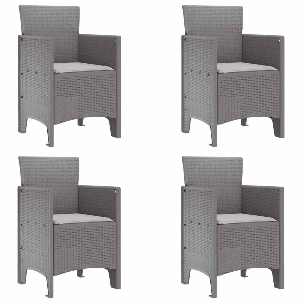 Garten Essgruppe 5 stk. Hellgrau Polt Rattan