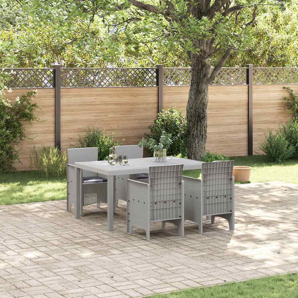 Garten Essgruppe 5 stk. Hellgrau Polt Rattan