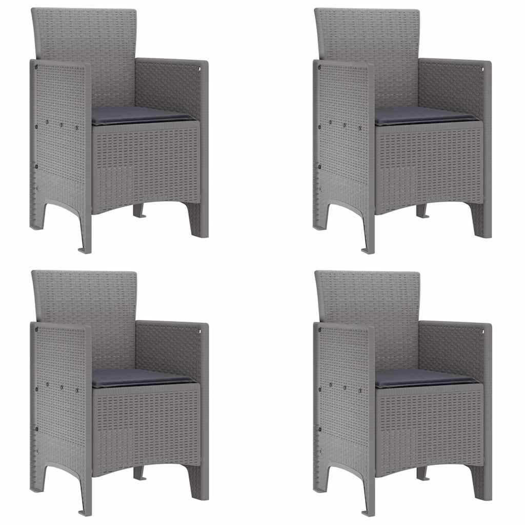 Garten Essgruppe 5 stk. Hellgrau Polt Rattan
