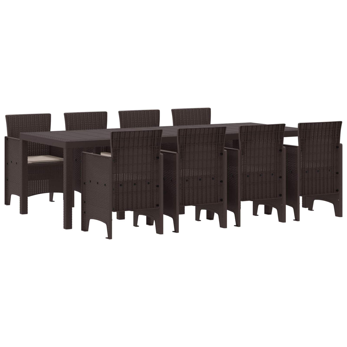 Garten Essgruppe 9 stk. Braun Polypropylen