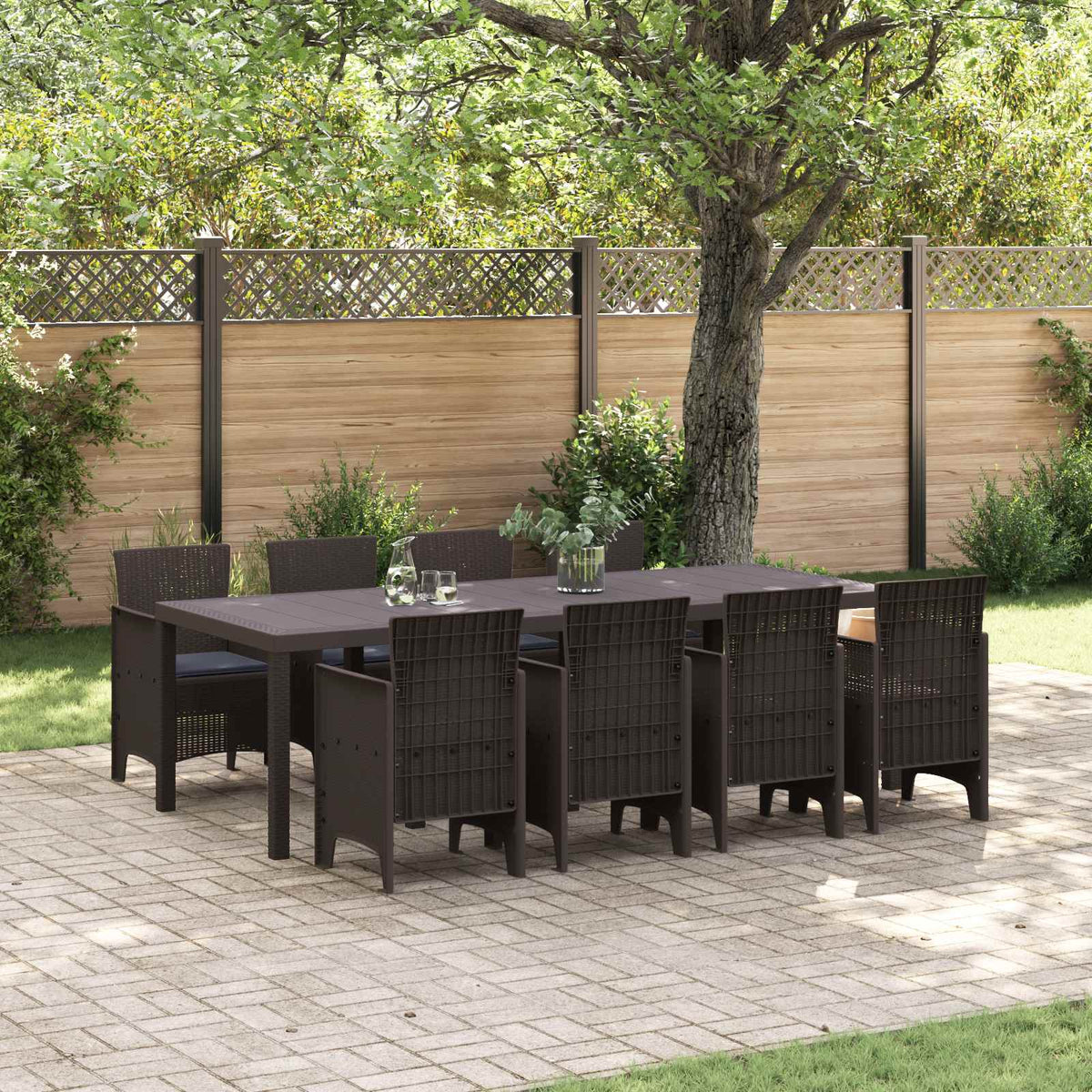 Garten Essgruppe 9 stk. Braun Polypropylen