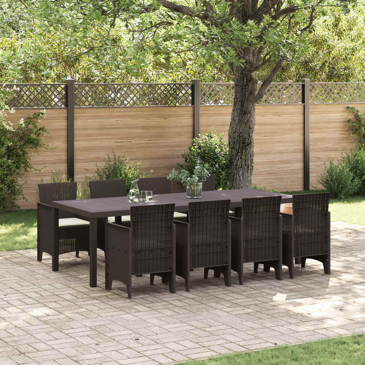 Garten Essgruppe 9 stk. Braun Polypropylen