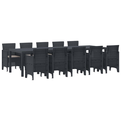 Garten Essgruppe 11 stk. Anthrazit Poly Rattan