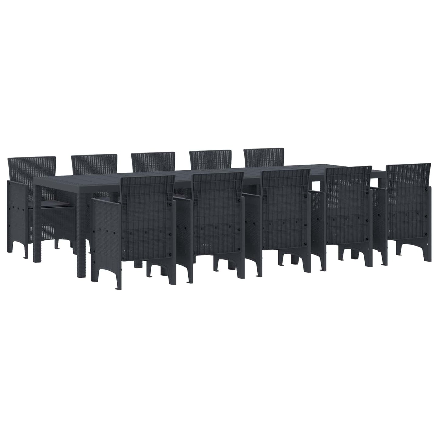 Garten Essgruppe 11 stk. Anthrazit Kunststoff-Rattan