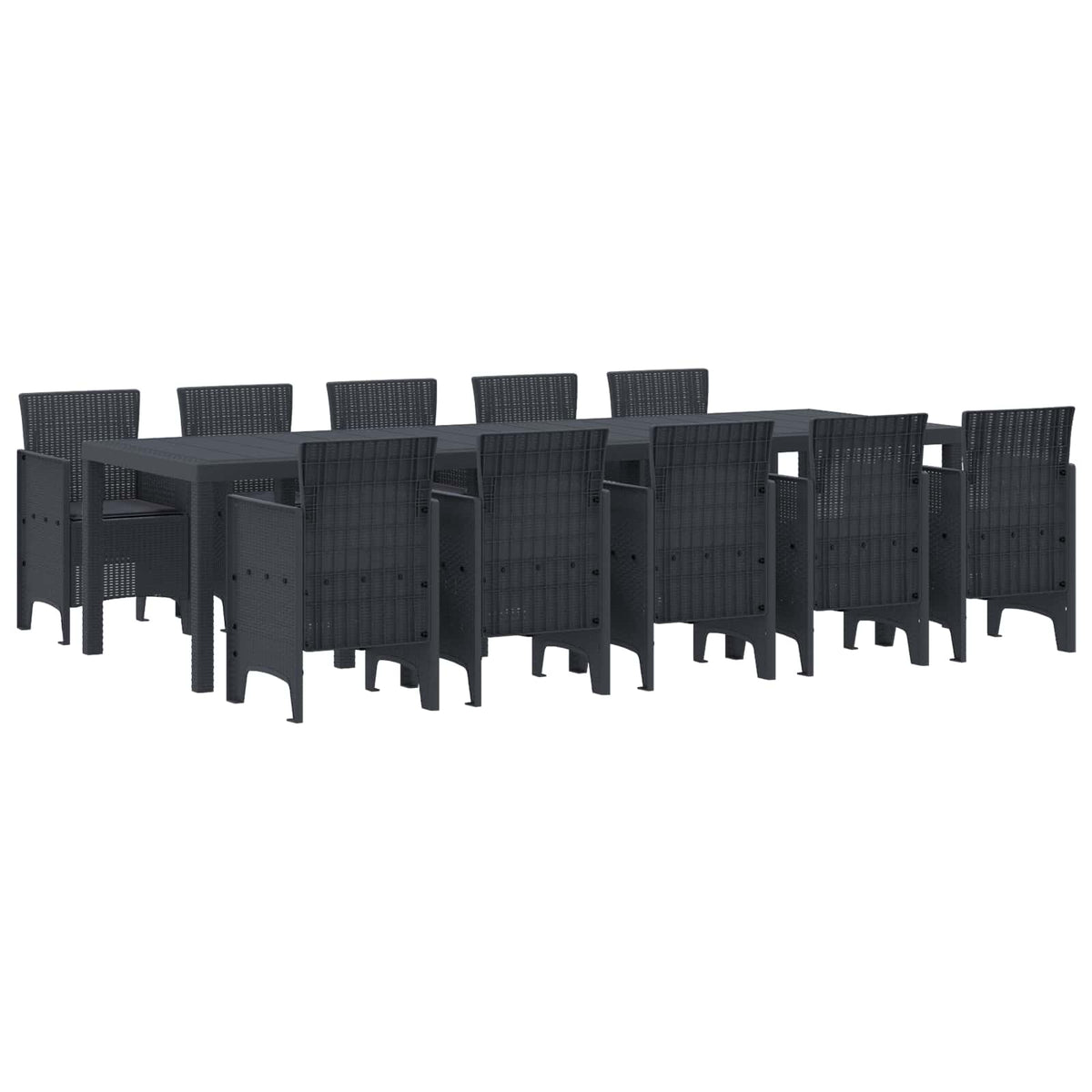 Garten Essgruppe 11 stk. Anthrazit Kunststoff-Rattan