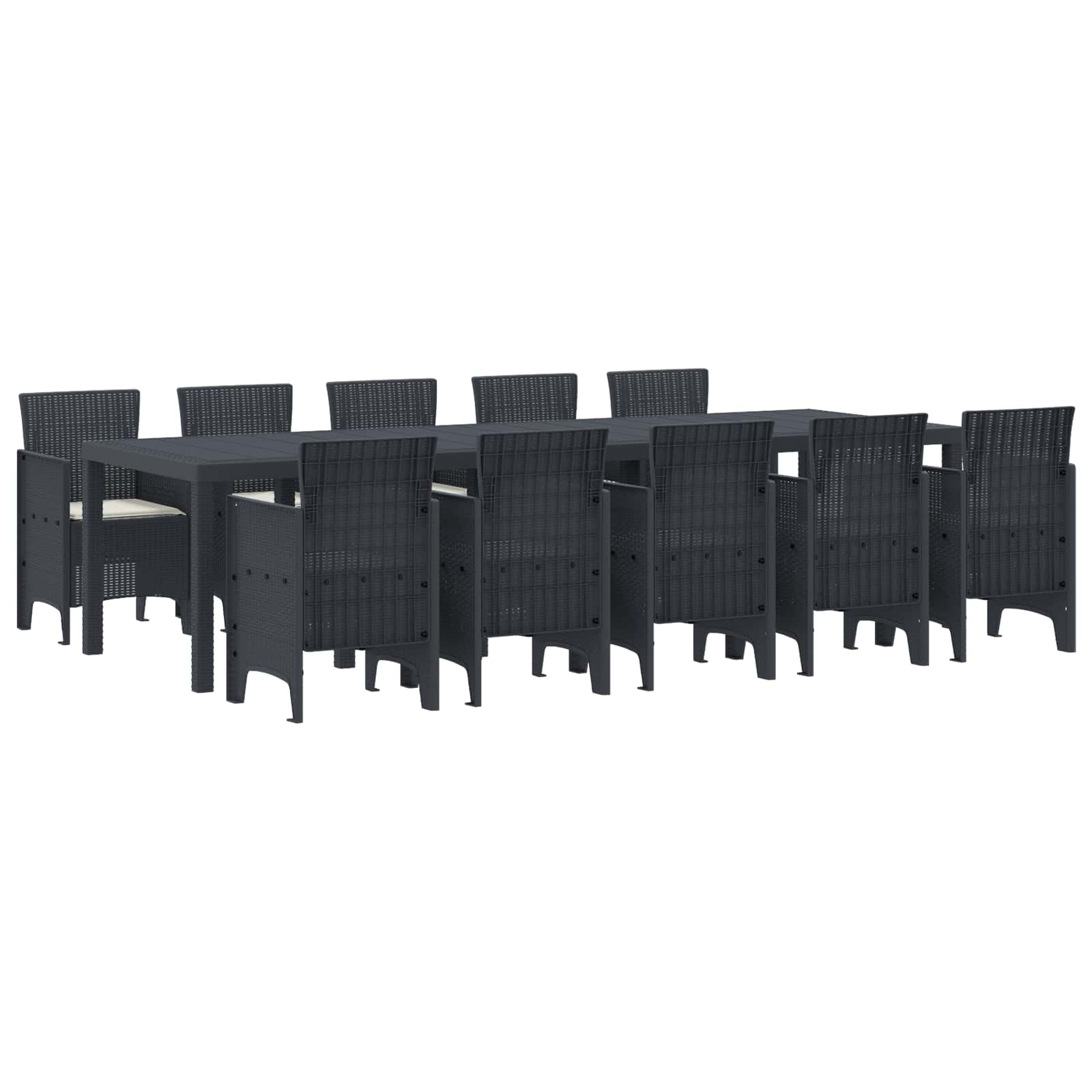 Garten Essgruppe 11 stk. Anthrazit und Creme