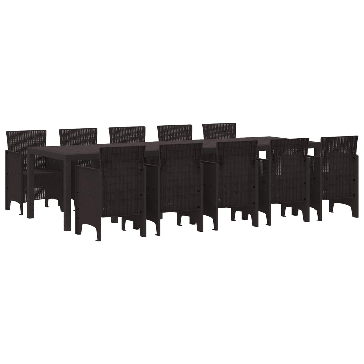Garten Essgruppe 11 stk. Braun Rattan