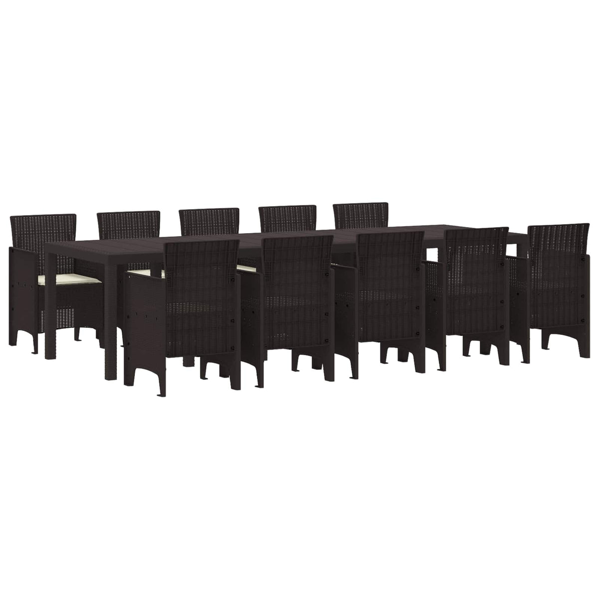 Garten Essgruppe 11 stk. Braun und Creme Rattan