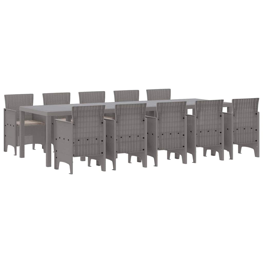 Garten Essgruppe 11 stk. Hellgrau Poly Rattan