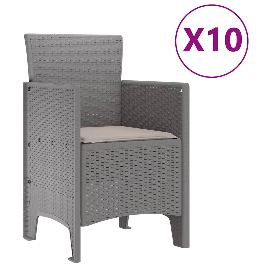 Garten Essgruppe 11 stk. Hellgrau Poly Rattan