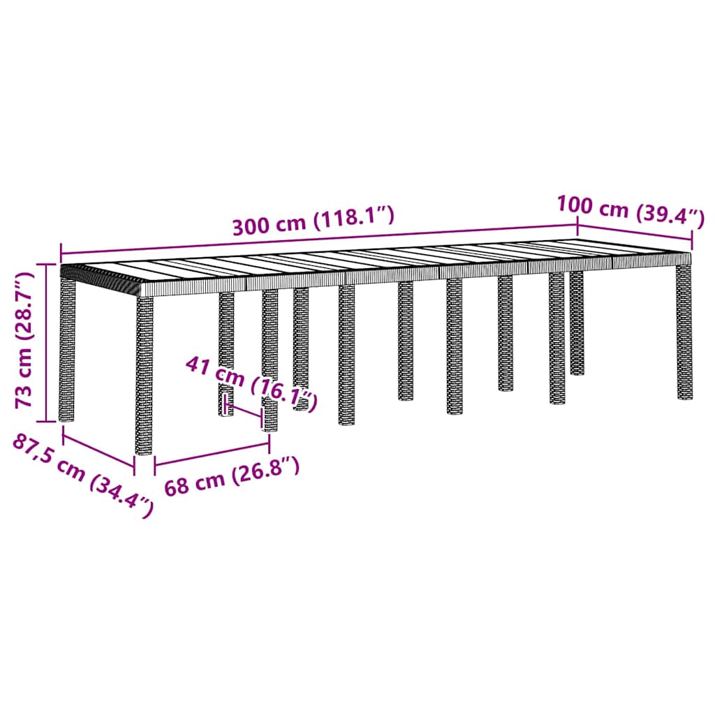 Garten Essgruppe 11 stk. Hellgrau Poly Rattan