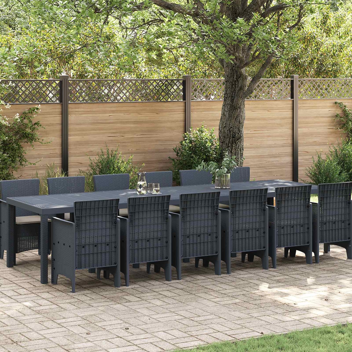 Garten Essgruppe 13 stk. Anthrazit Polt Rattan