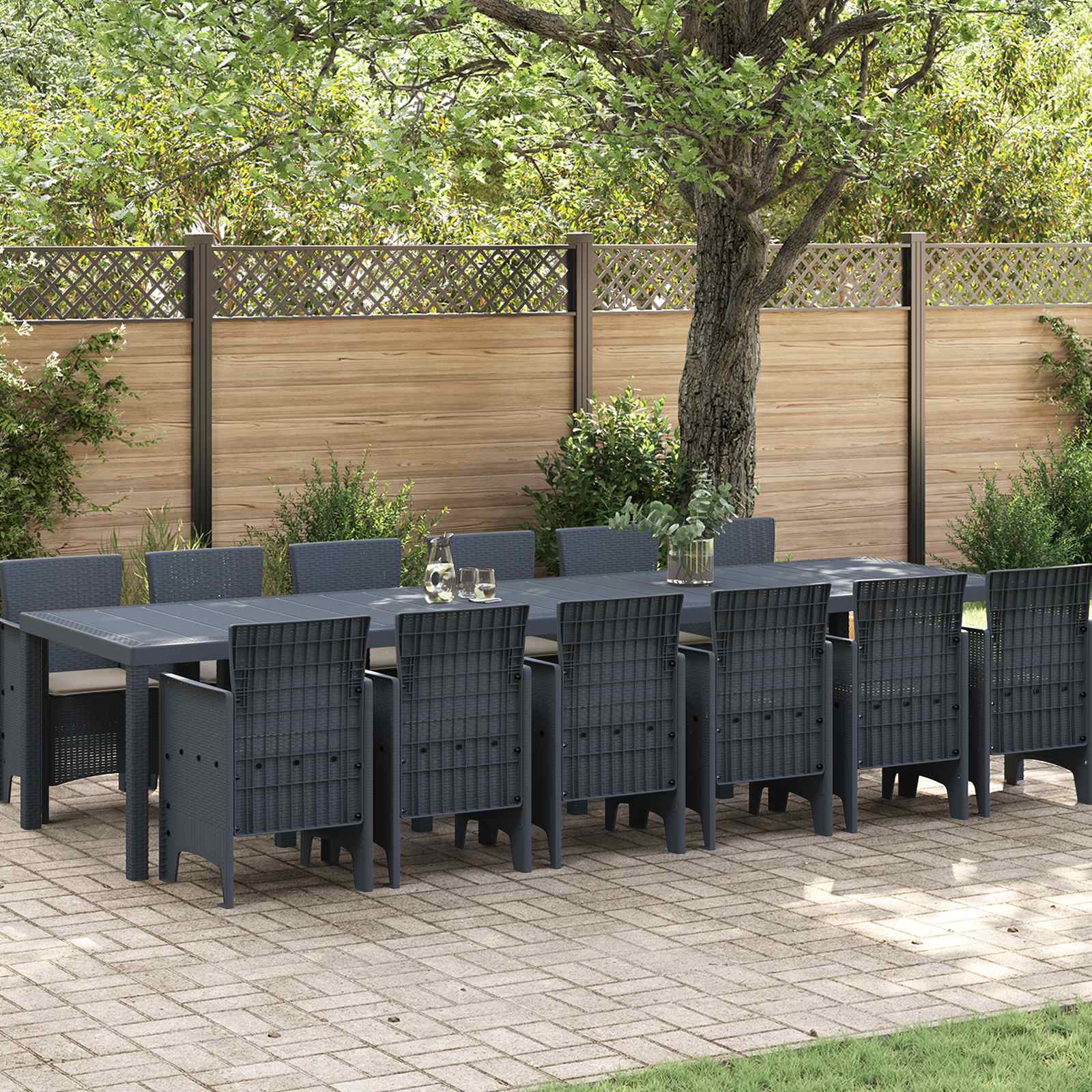 Garten Essgruppe 13 stk. Anthrazit Polt Rattan