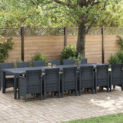 Garten Essgruppe 13 stk. Anthrazit Polt Rattan