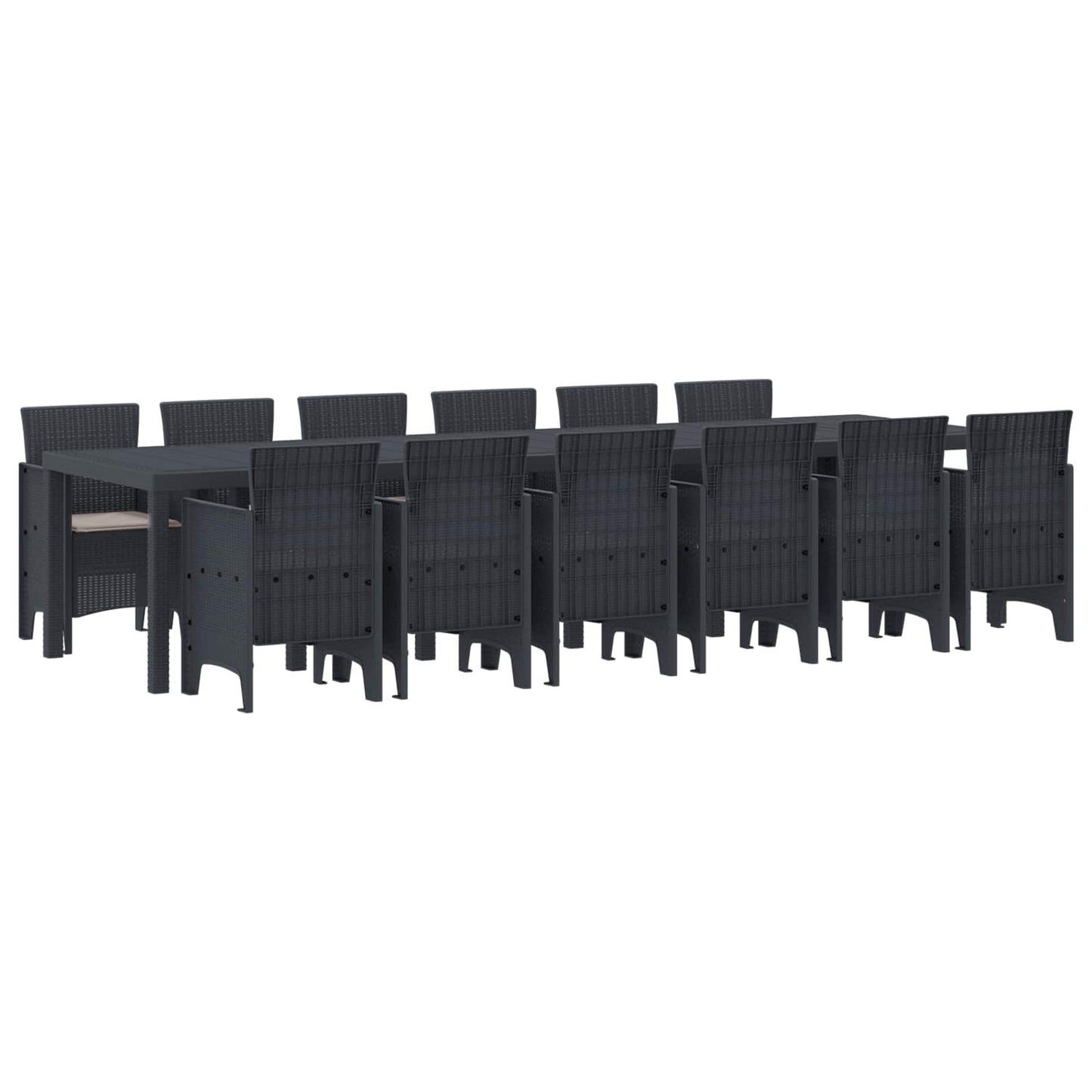 Garten Essgruppe 13 stk. Anthrazit Polt Rattan