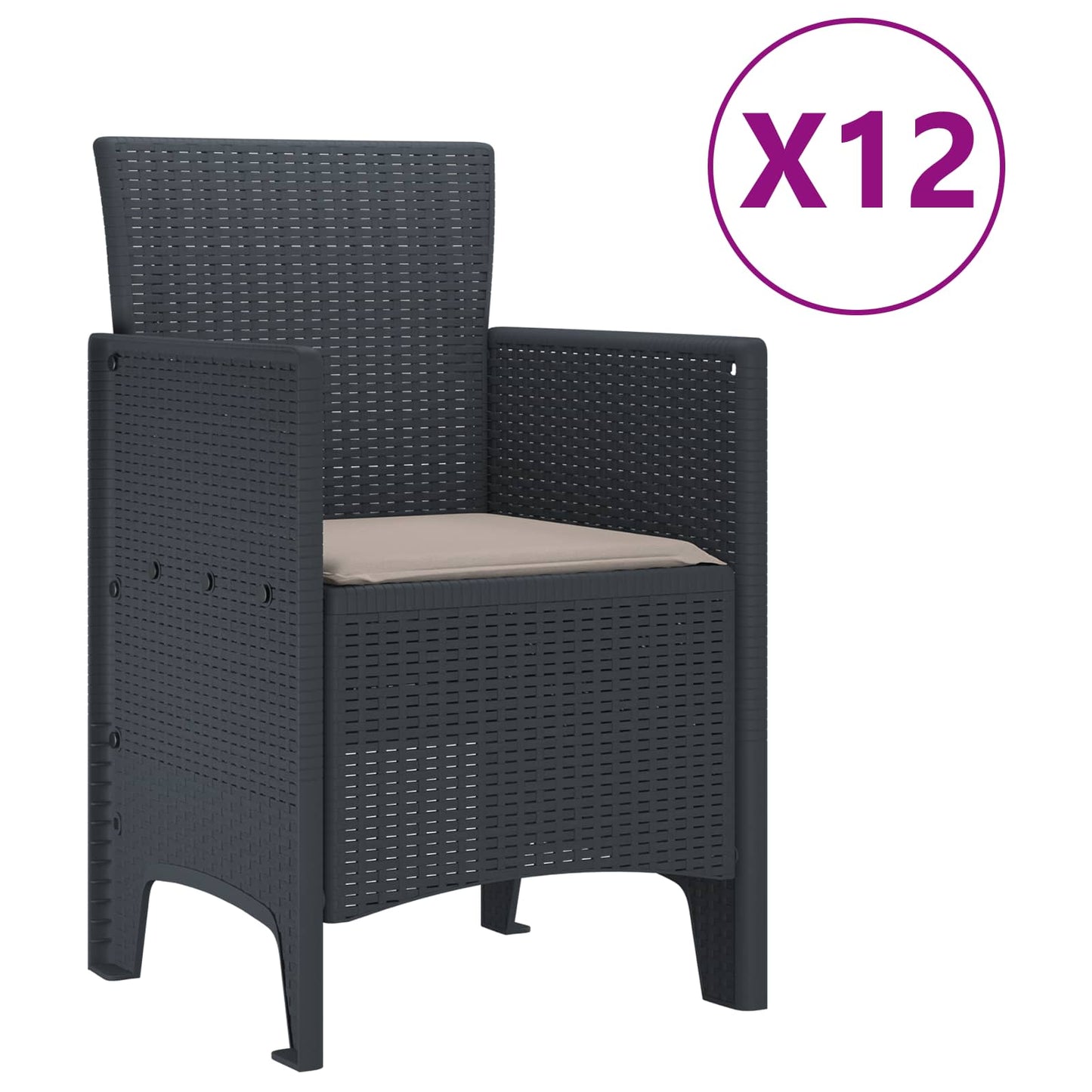 Garten Essgruppe 13 stk. Anthrazit Polt Rattan