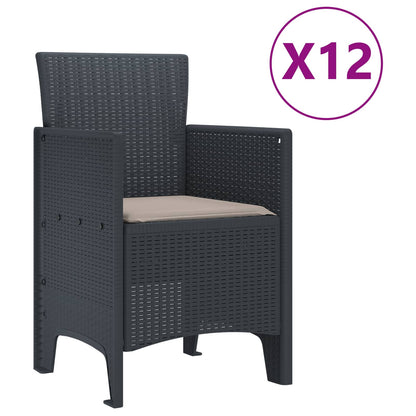 Garten Essgruppe 13 stk. Anthrazit Polt Rattan