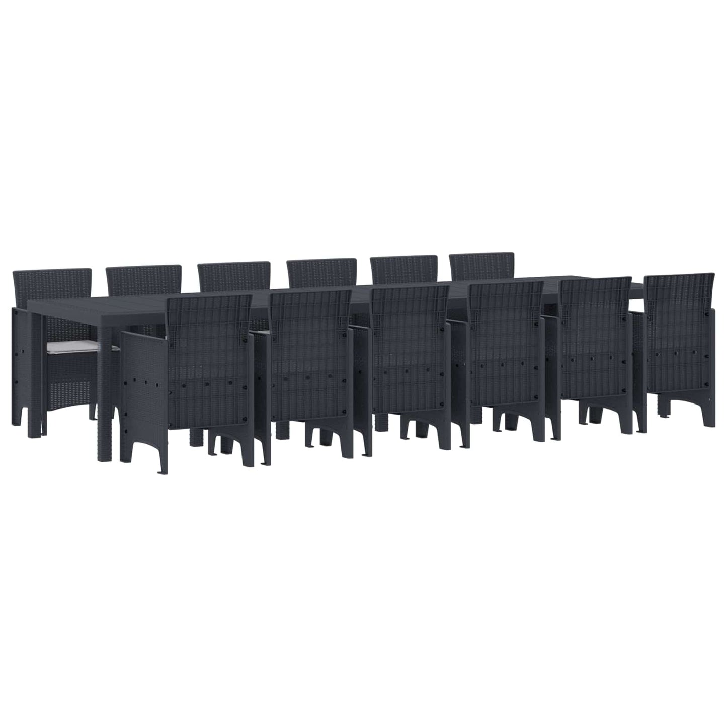 Garten Essgruppe 13 stk. Anthrazit Polt Rattan