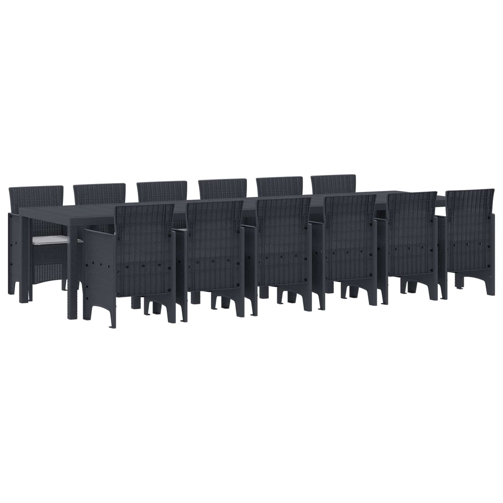 Garten Essgruppe 13 stk. Anthrazit Polt Rattan