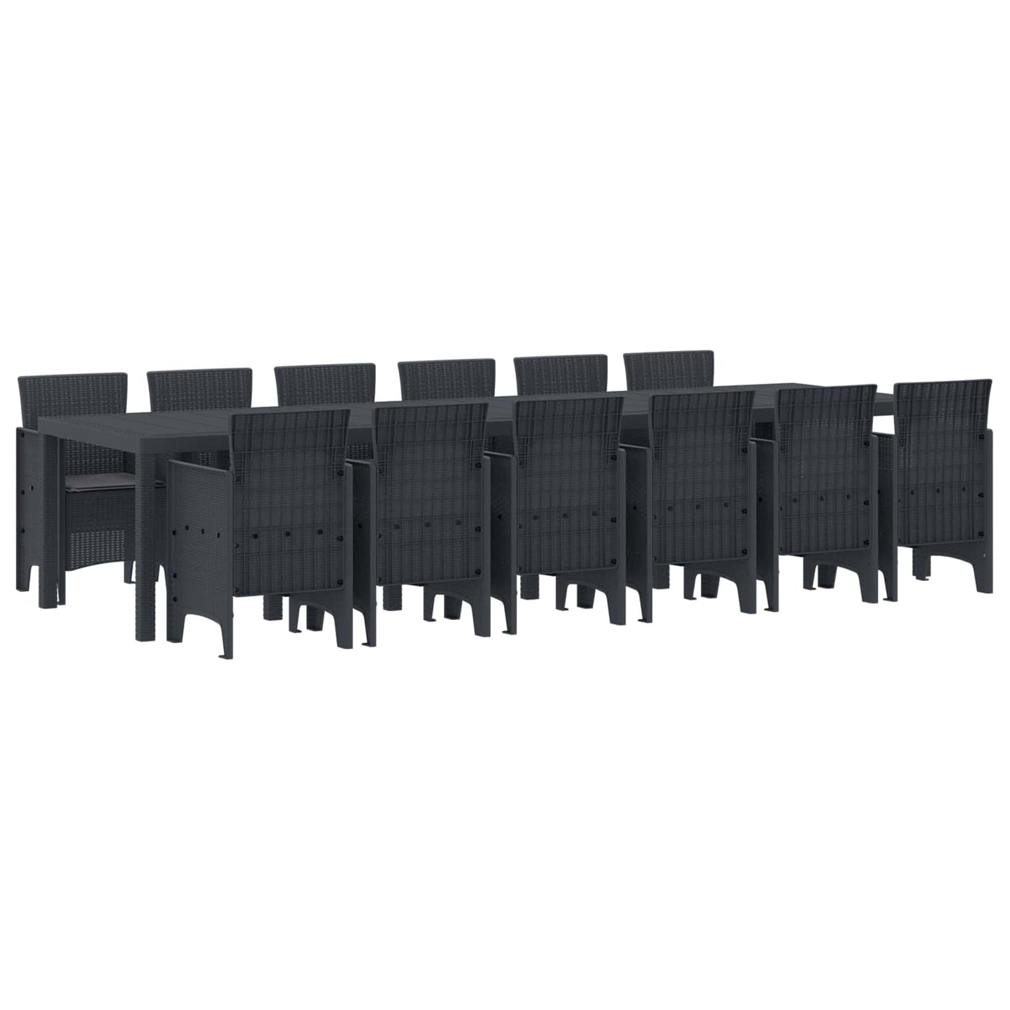Garten Essgruppe 13 stk. Anthrazit Polt Rattan