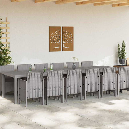 Garten Essgruppe 13 stk. Hellgrau Polt Rattan