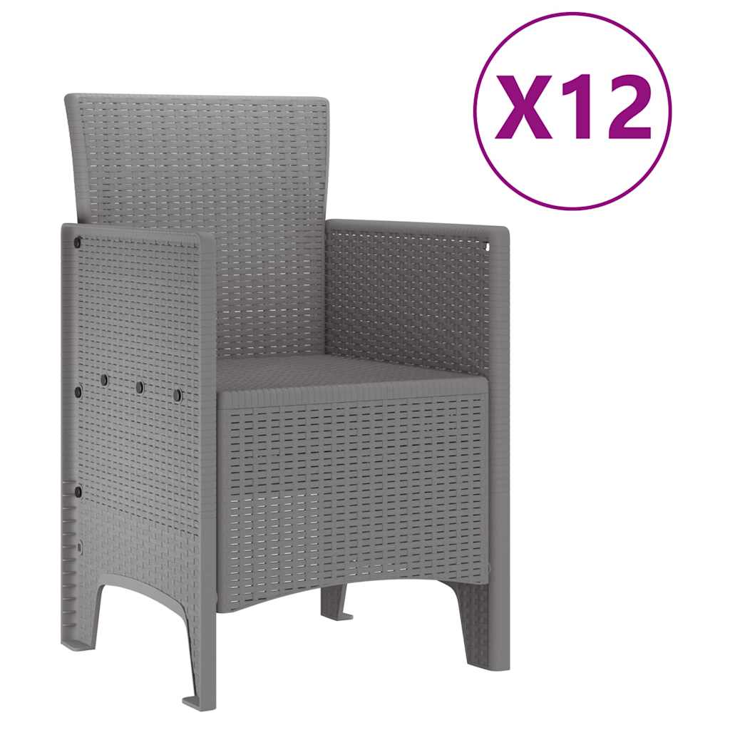 Garten Essgruppe 13 stk. Hellgrau Polt Rattan