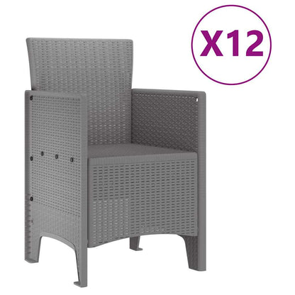 Garten Essgruppe 13 stk. Hellgrau Polt Rattan
