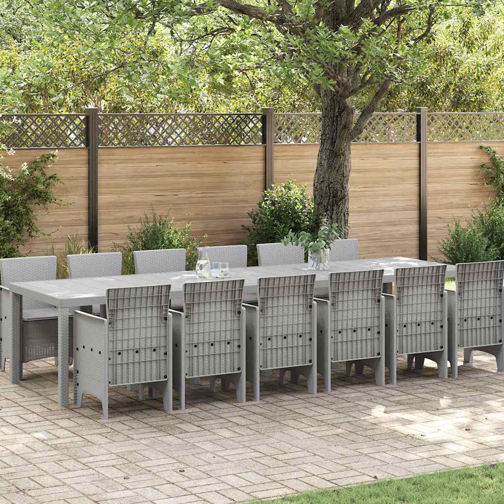 Garten Essgruppe 13 stk. Hellgrau Polt Rattan