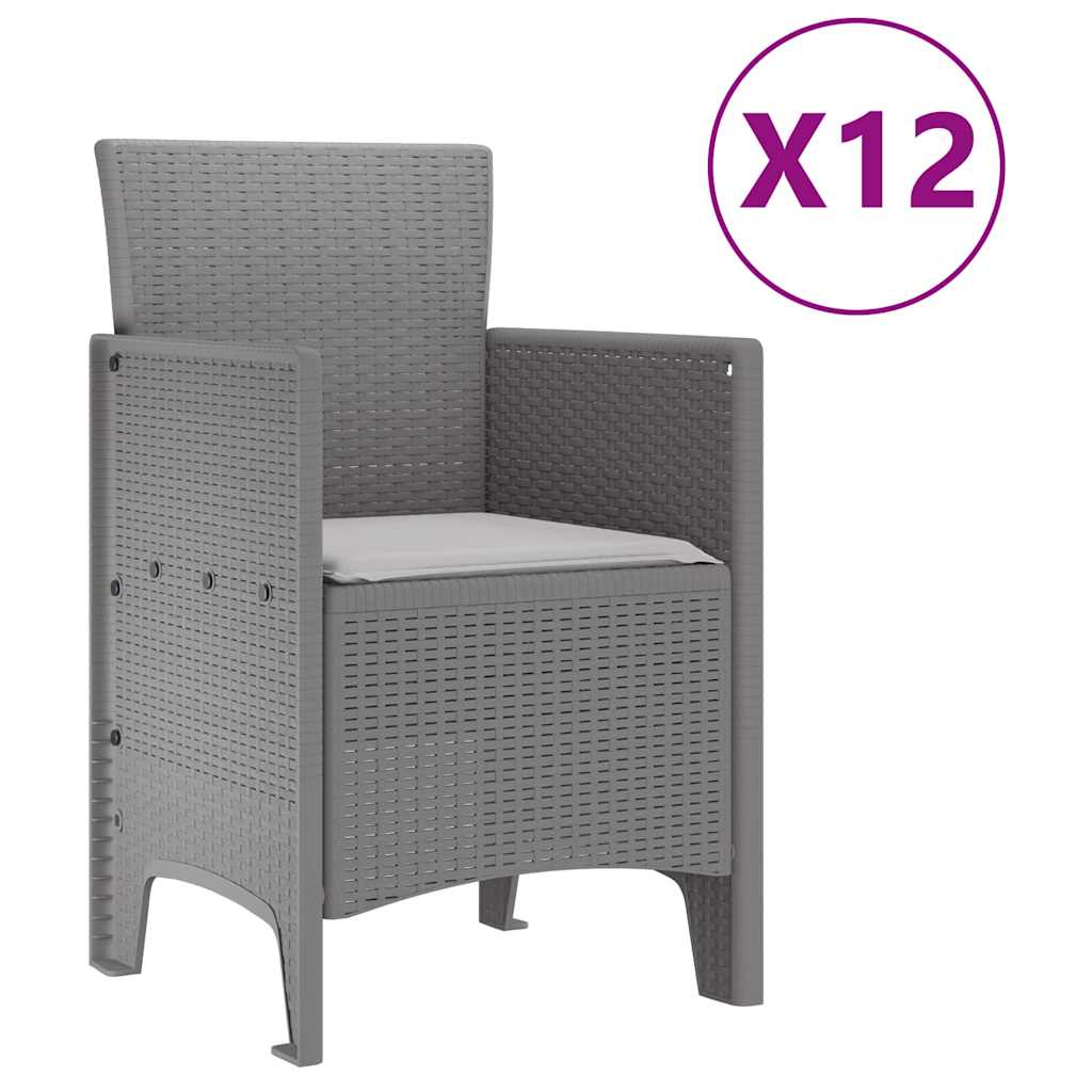 Garten Essgruppe 13 stk. Hellgrau Polt Rattan
