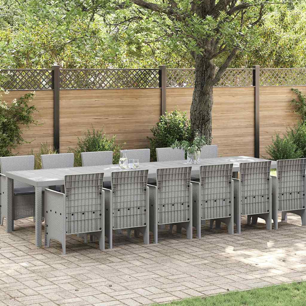 Garten Essgruppe 13 stk. Hellgrau Polt Rattan