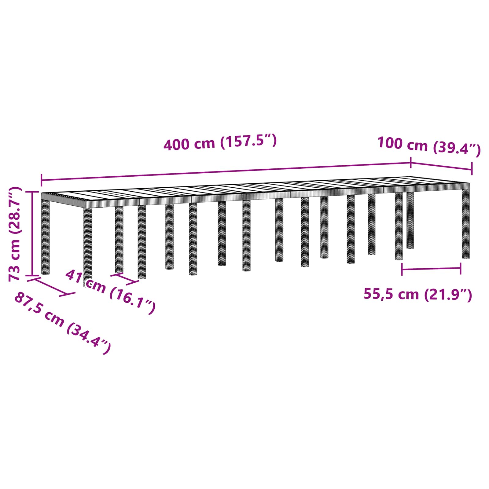 Garten-Esszimmergarnitur mit Kissen 15 stk. Anthrazit PP