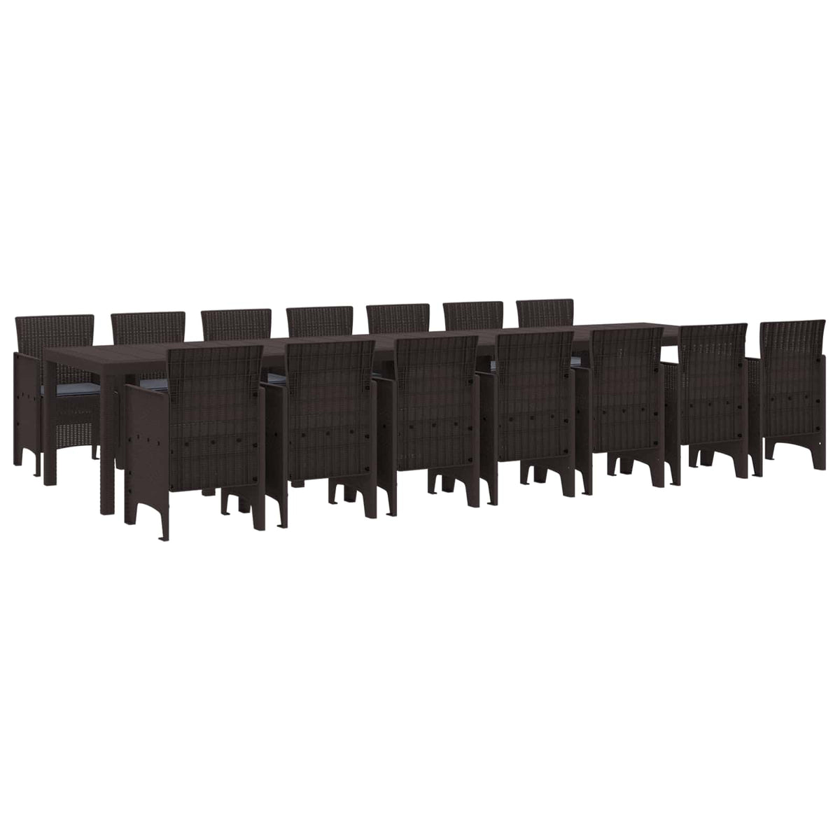 Garten-Esszimmergarnitur mit Kissen 15 stk. Braun PP
