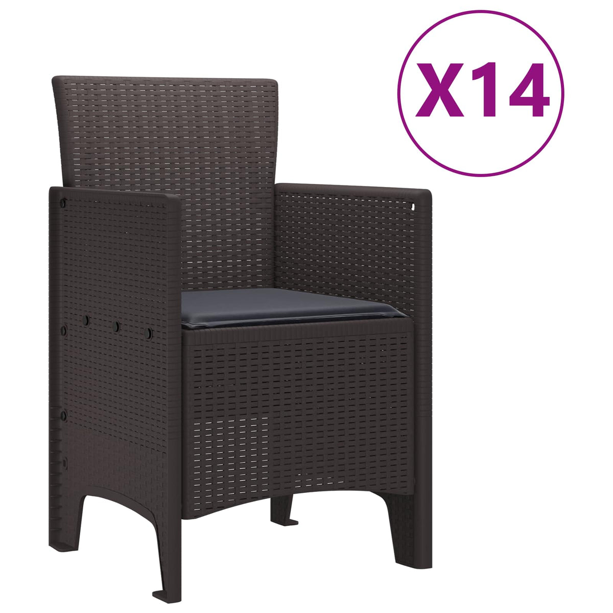 Garten-Esszimmergarnitur mit Kissen 15 stk. Braun PP