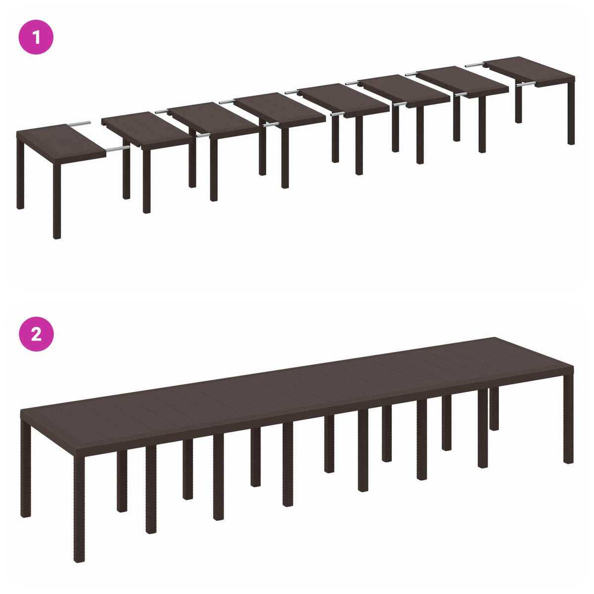 Garten-Esszimmergarnitur mit Kissen 15 stk. Braun PP