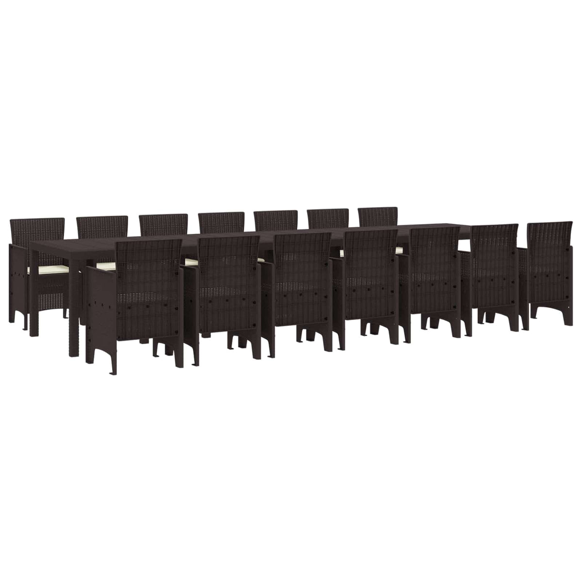Garten-Esszimmergarnitur mit Kissen 15 stk. Braun PP