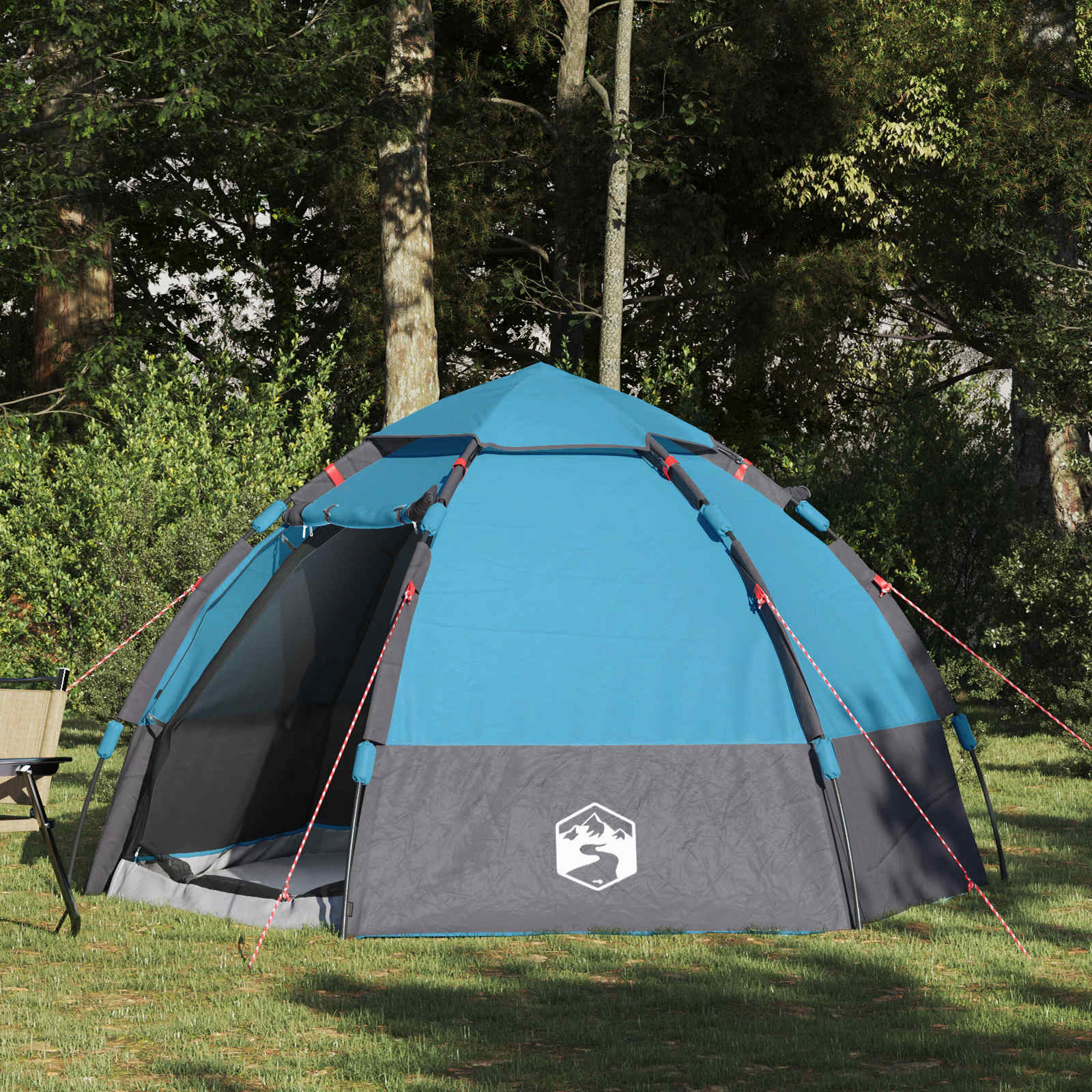 Schnellmontagezelt mit Regenhaube für 4 Personen mit Dach Blau