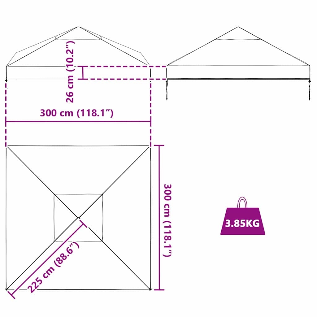 Ersatzbezug für Pavillon 300 x 300 x 26 cm Transparent PVC