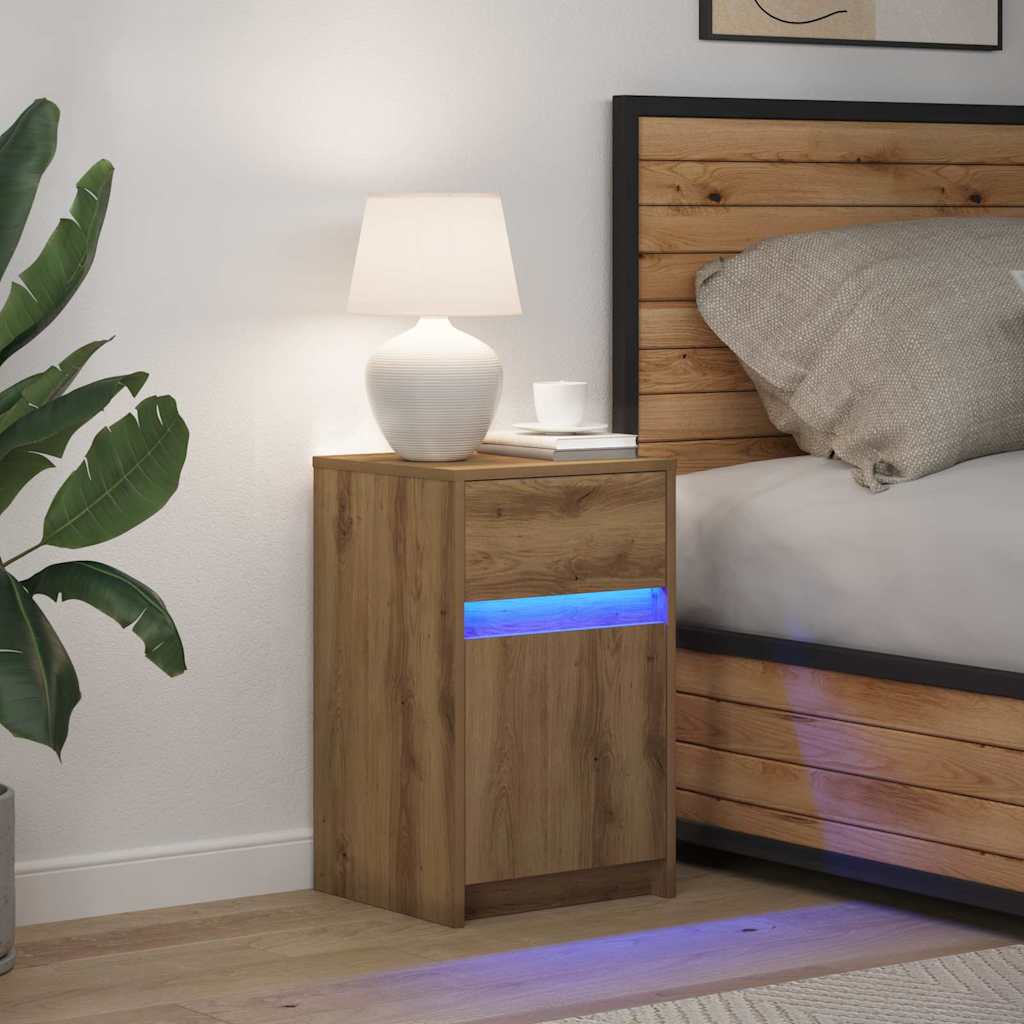 LED Nachttisch Artisan-Eiche 38 x 34 x 61 cm Holzwerkstoff
