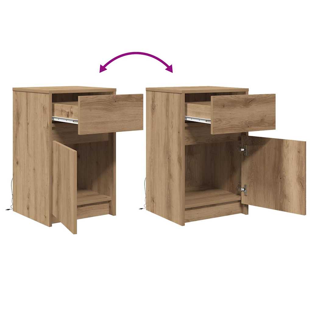 LED Nachttisch Artisan-Eiche 38 x 34 x 61 cm Holzwerkstoff