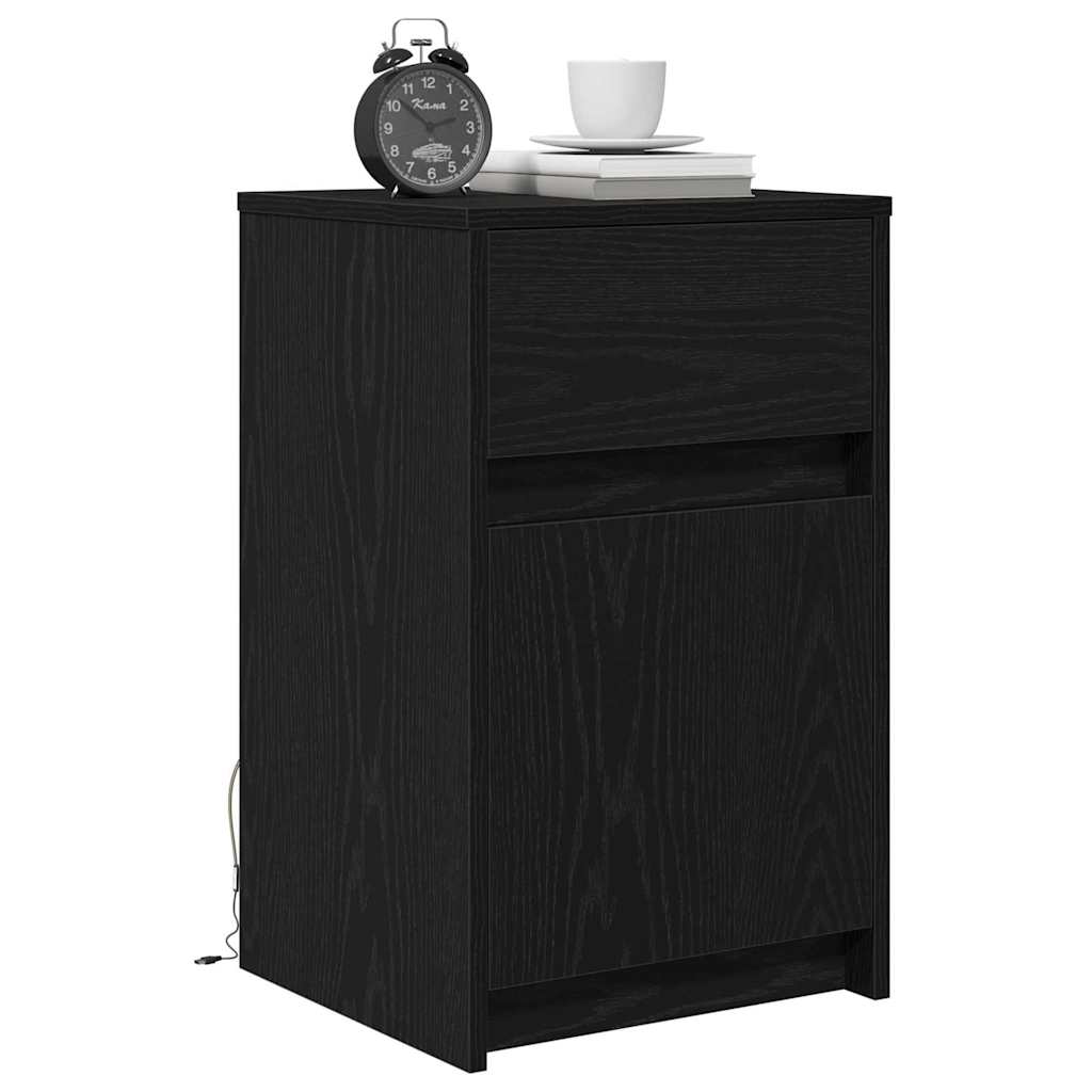 LED Nachttisch Schwarze Eiche 38 x 34 x 61 cm Holzwerkstoff