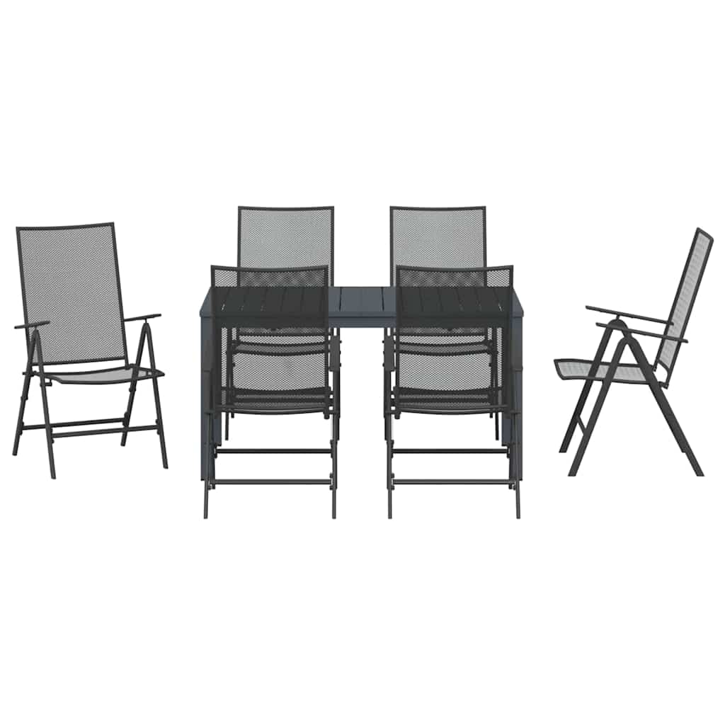 Garten Essgruppe 7 pcs Anthrazit Pulverbeschichteter Stahl