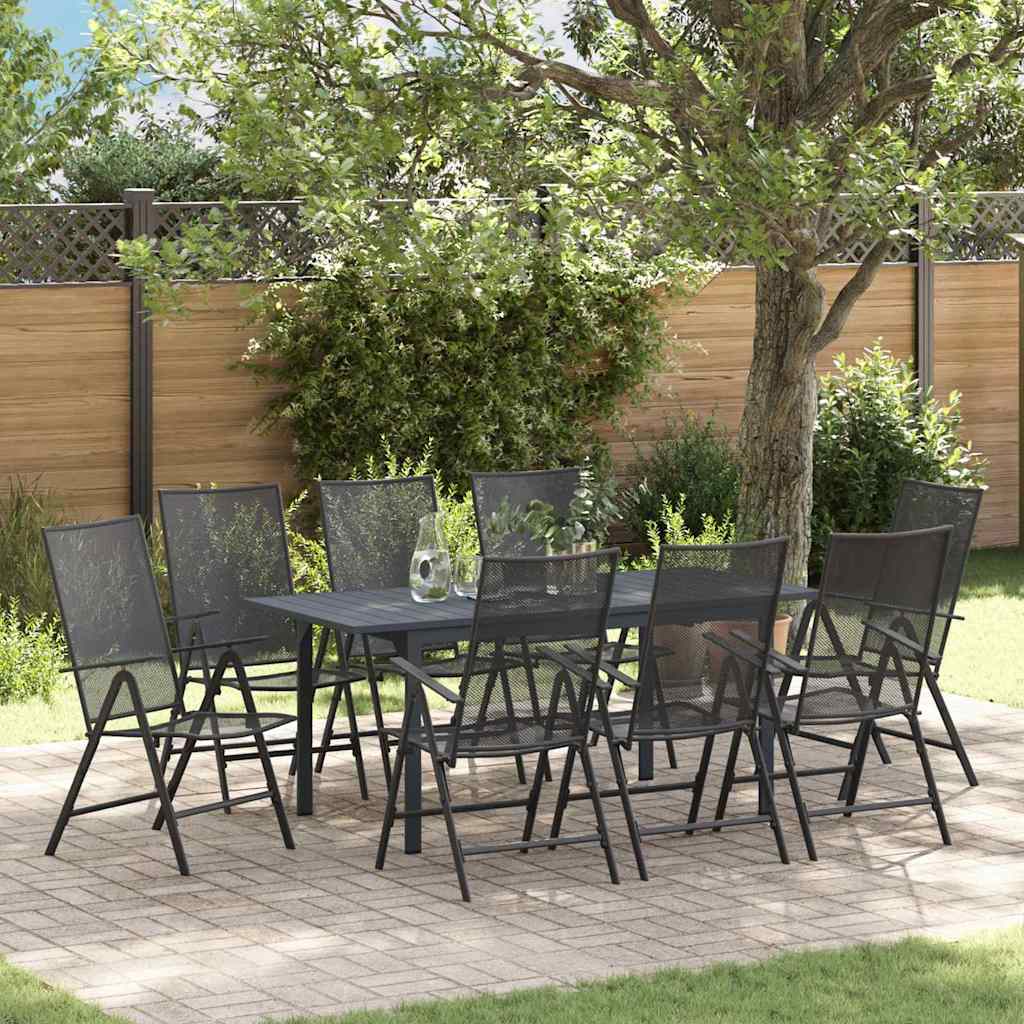Garten Essgruppe 9 stk. Anthrazit Pulverbeschichteter Stahl