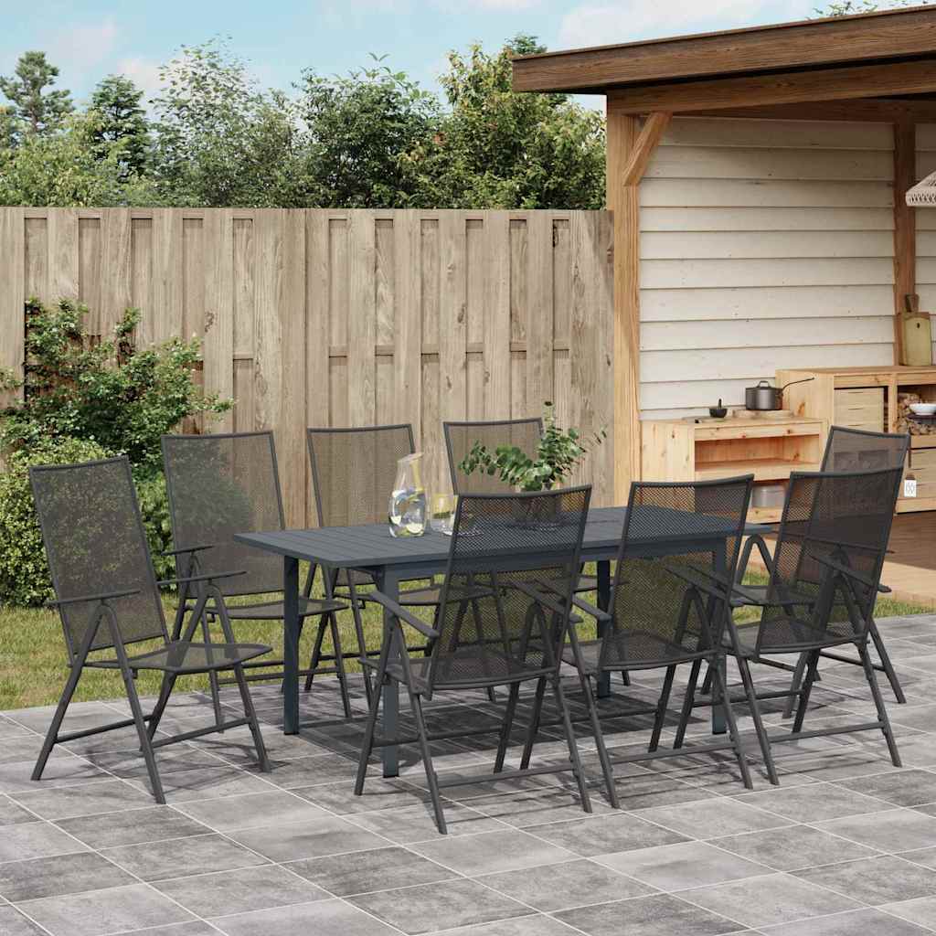 Garten Essgruppe 9 stk. Anthrazit Pulverbeschichteter Stahl