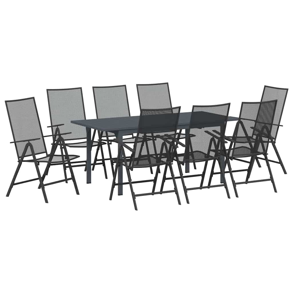 Garten Essgruppe 9 stk. Anthrazit Pulverbeschichteter Stahl