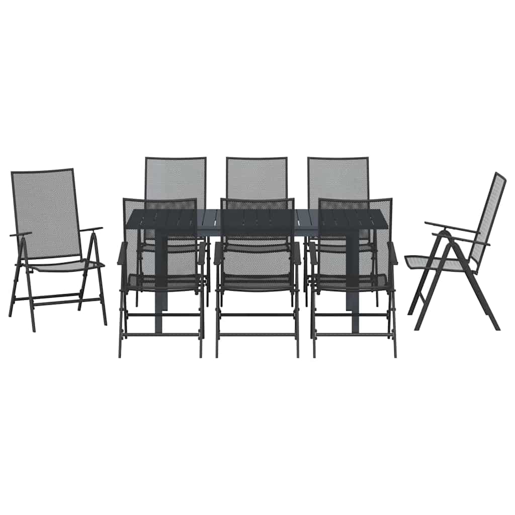 Garten Essgruppe 9 stk. Anthrazit Pulverbeschichteter Stahl