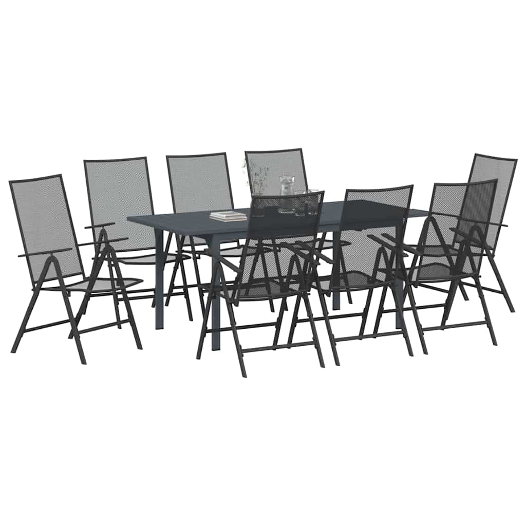 Garten Essgruppe 9 stk. Anthrazit Pulverbeschichteter Stahl