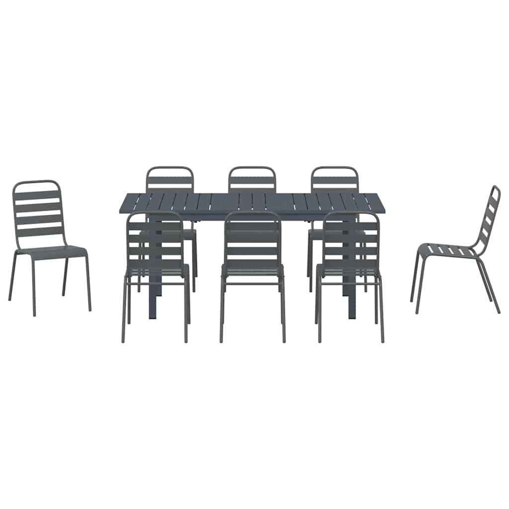 Garten Essgruppe 9 pcs Anthrazit Pulverbeschichteter Stahl